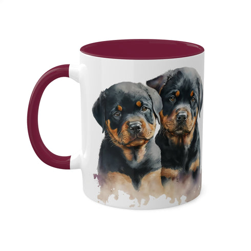 Rottweiler Pupies - Color Accent Mugs, 11oz 11oz Maroon